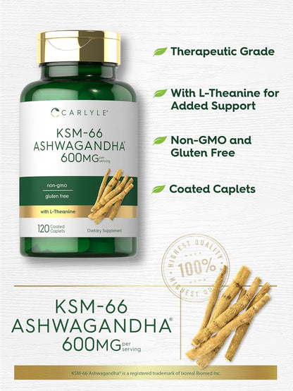 Carlyle KSM-66 Ashwagandha Root Extract 600mg | 120 capsulas vegetarianas
