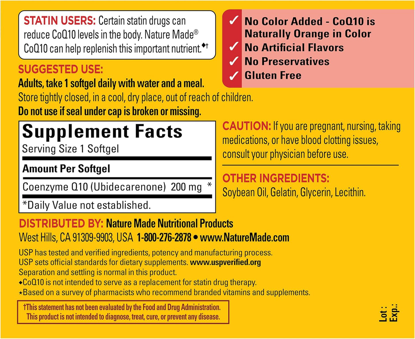 Nature Made - Coq10 200mg, 80 capsulas