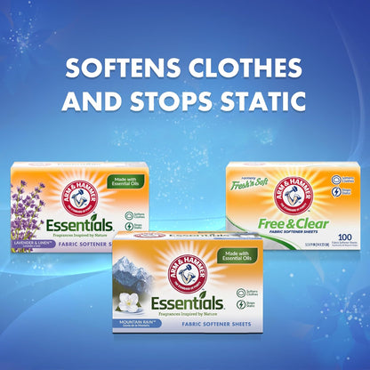 ARM & HAMMER Hojas suavizantes de tela, lluvia de montaña 144 unidades
