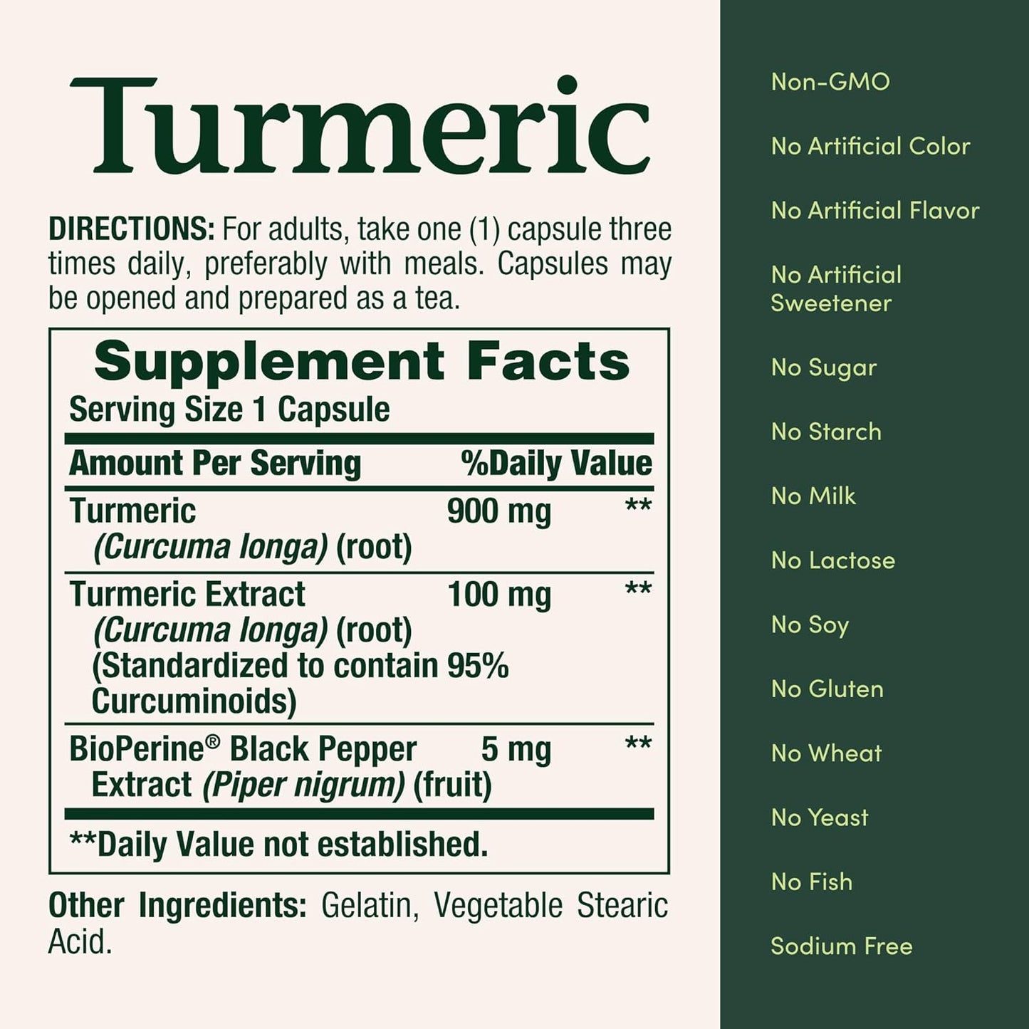 Natures bounty - Turmeric 1000mg con Black Pepper Extract, 60 capsulas