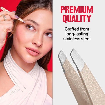 Revlon Designer Series - Pinzas inclinadas de alta precisión, hechas con acero inoxidable de larga duración, 1 unidad
