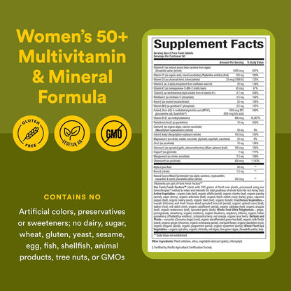 Natural Factors Whole Earth & Sea - Multivitamínico para mujeres 50+, 120 tabletas