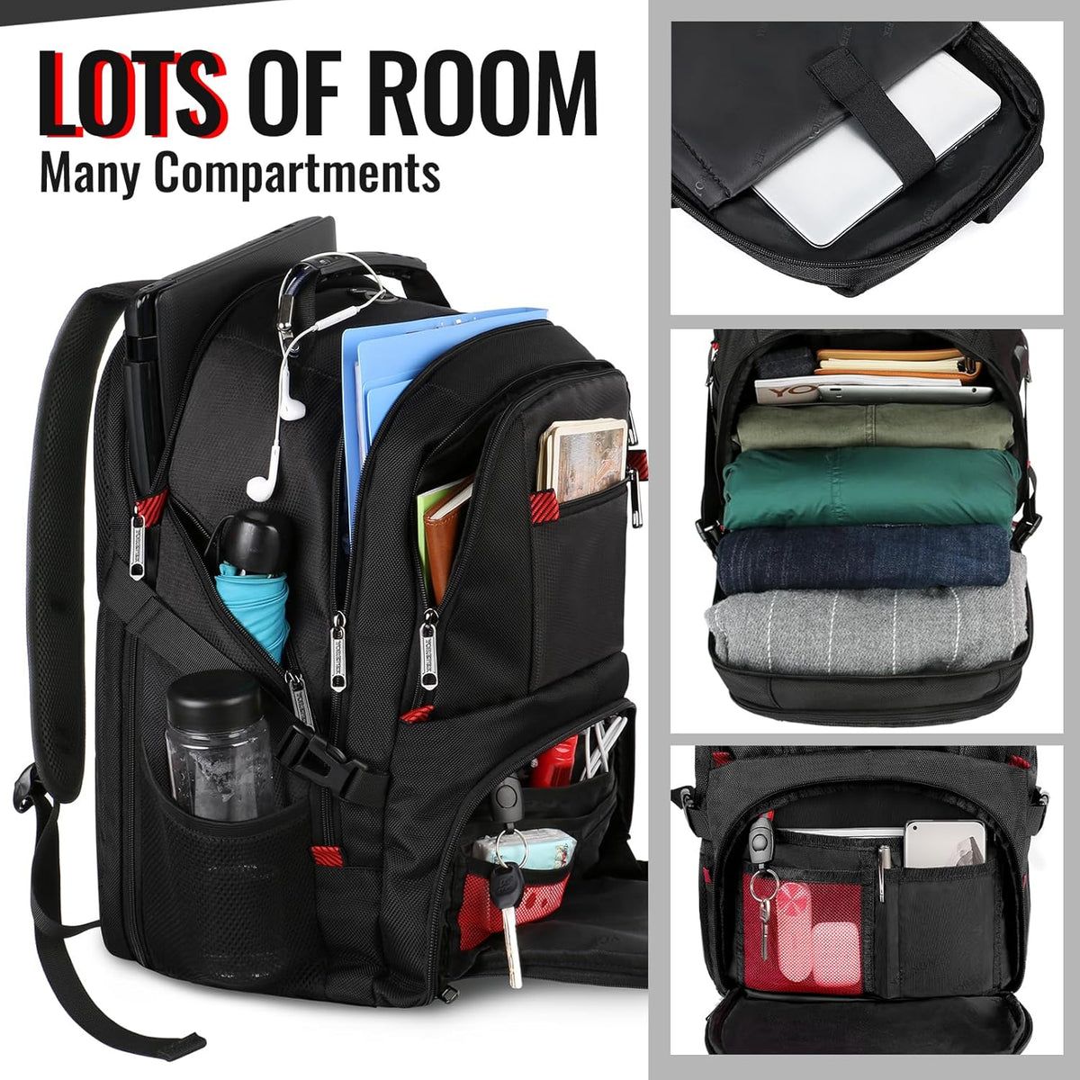 YOREPEK - Mochila de viaje Extra grande de 50 Litros para laptop de 17 Pulgadas