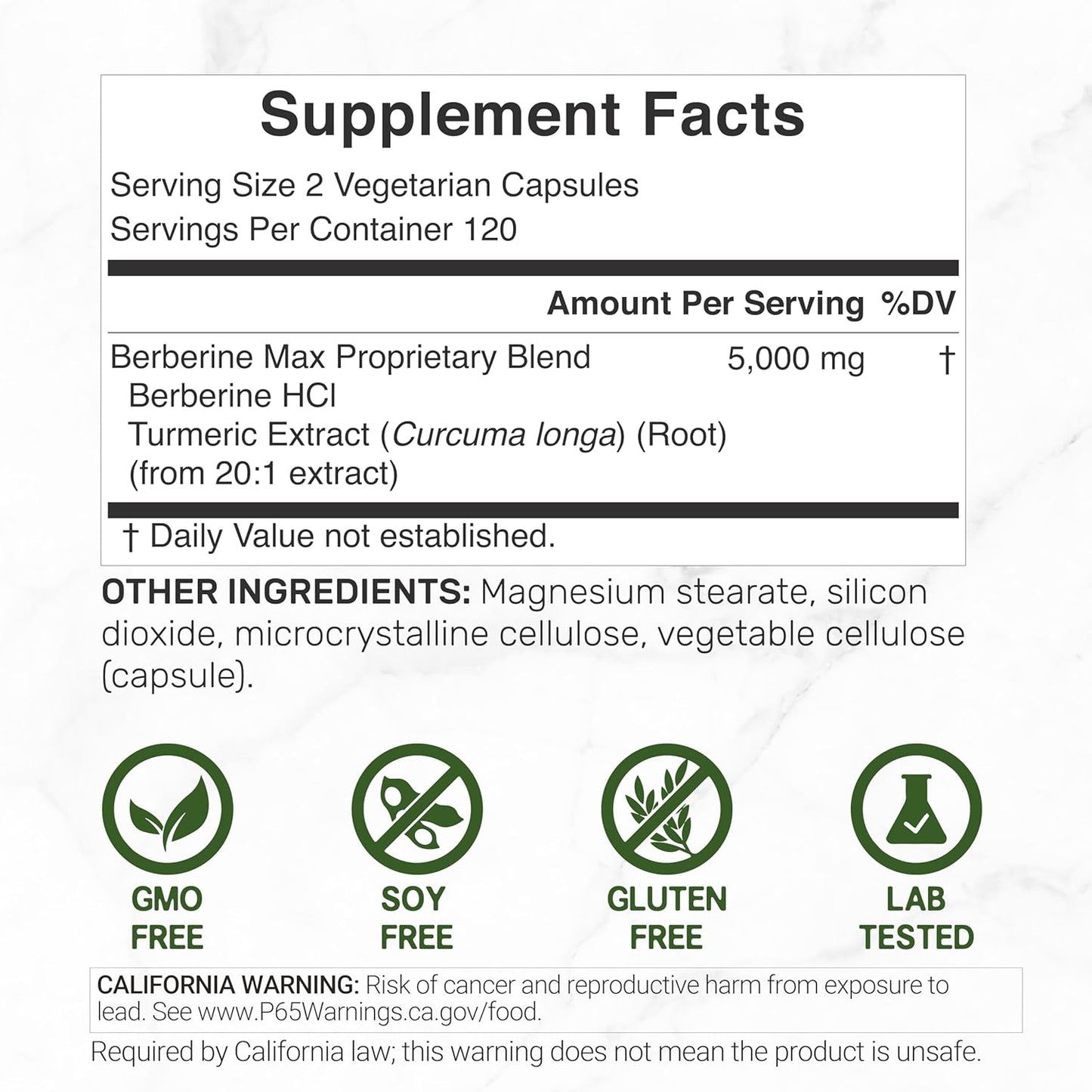 Deal Supplement - Berberine Max 5,000mg, 240 capsulas vegetarianas