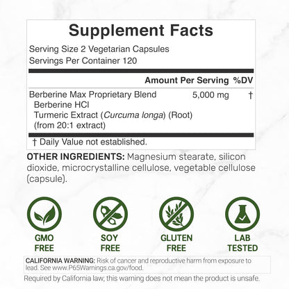 Deal Supplement - Berberine Max 5,000mg, 240 capsulas vegetarianas