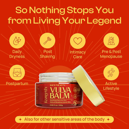 Bálsamo para la vulva Vaginal  Femyth  - hidratante vaginal para la sequedad, picazón e irritación - Crema hidratante para la vulva, ideal para la menopausia y el posparto.80 gr.