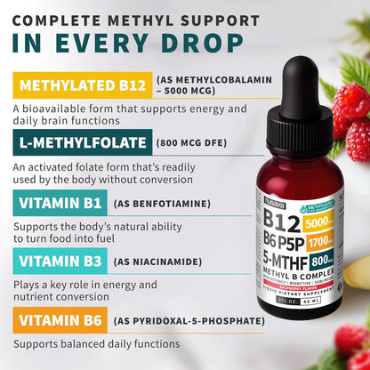 NUSAVA gotas líquidas de complejo B metilado, 60ml
