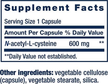 Life extension - N-Acetyl-L-Cysteine (NAC) 600mg 60 cápsulas