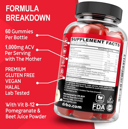 Dr. Bo - Apple Cider Vinegar 1000mg, 60 gummies