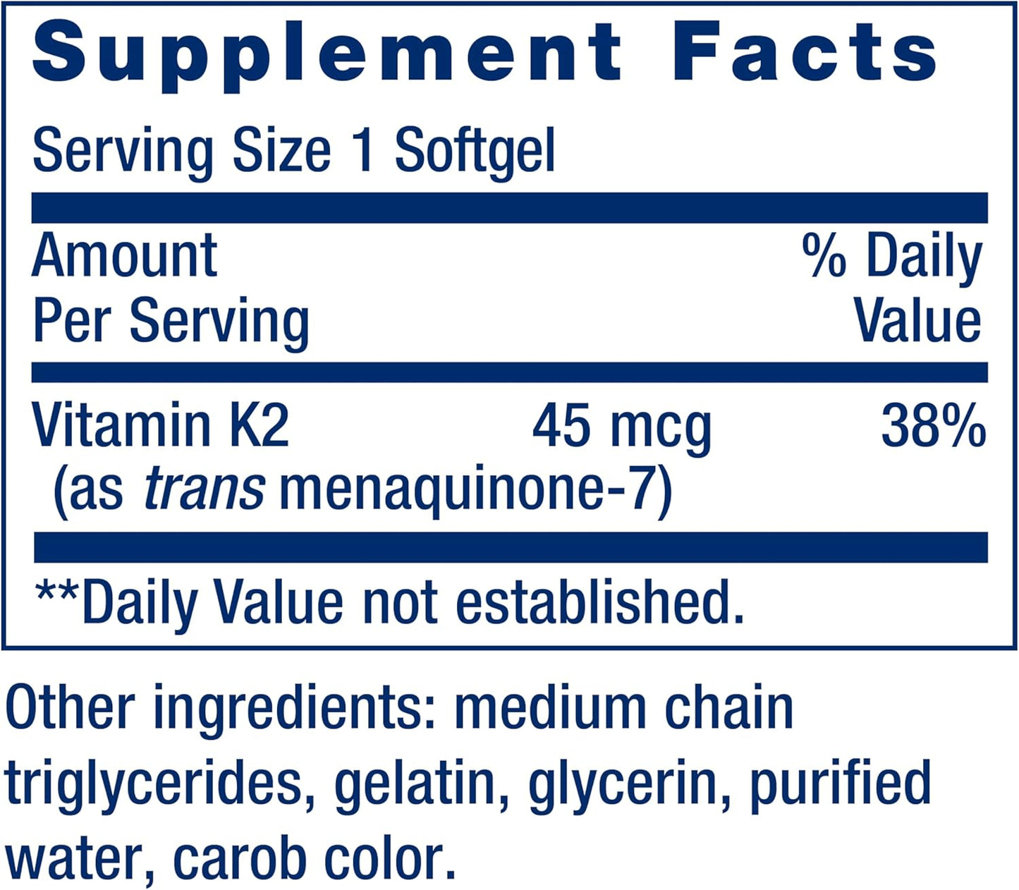 Life Extension - Low Dose Vitamina K2(MK-7) 45mcg, 90 capsulas