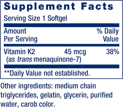 Life Extension - Low Dose Vitamina K2(MK-7) 45mcg, 90 capsulas