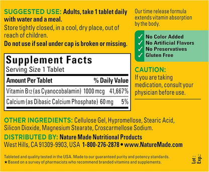 Vitamin B12 1000 mcg Time Release 160 Tabletas - Nature Made
