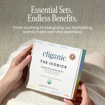 Cliganic - Set de aceites esenciales orgánicos para aromaterapia, 8 aceites esenciales
