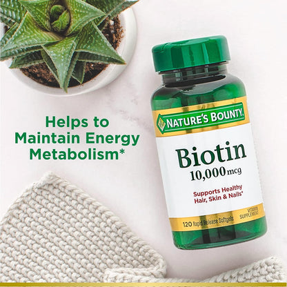 Nature's bounty Biotin 10,000mcg 120 softgels de liberación rápida