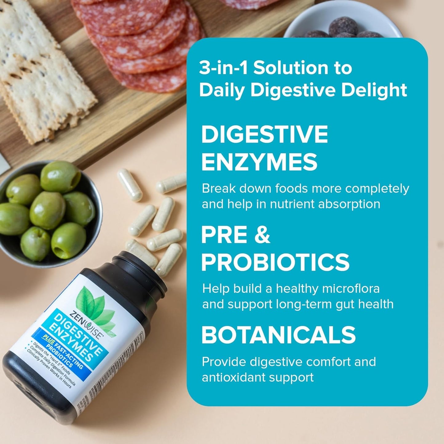 Zenwise Health Enzimas digestivas para la salud intestinal y el alivio de la hinchazón, con probióticos, bromelina y papaya para apoyo a la salud digestiva 100 Capsulas