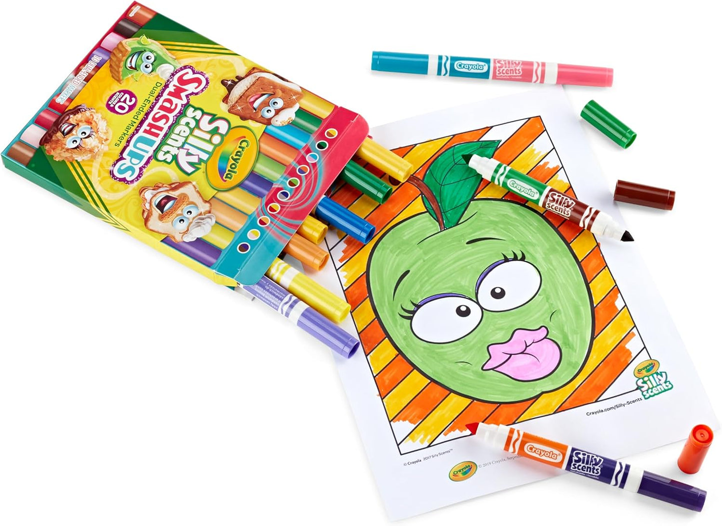 Crayola Silly Scents Smashups, marcadores de línea ancha lavables de doble extremo, 10 unidades, 20 colores y aromas, no tóxicos