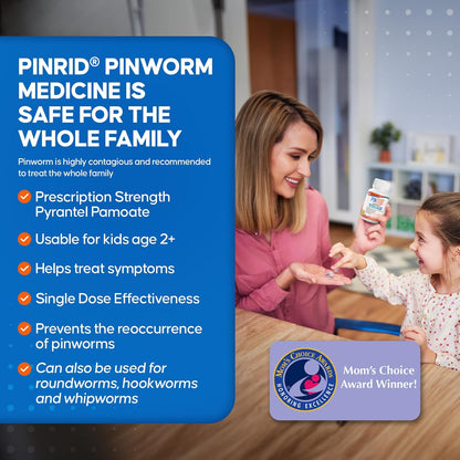 PinRid - Chewable pinworm medicine pyrantel pamoate 720.5mg, 12 tabletas masticables