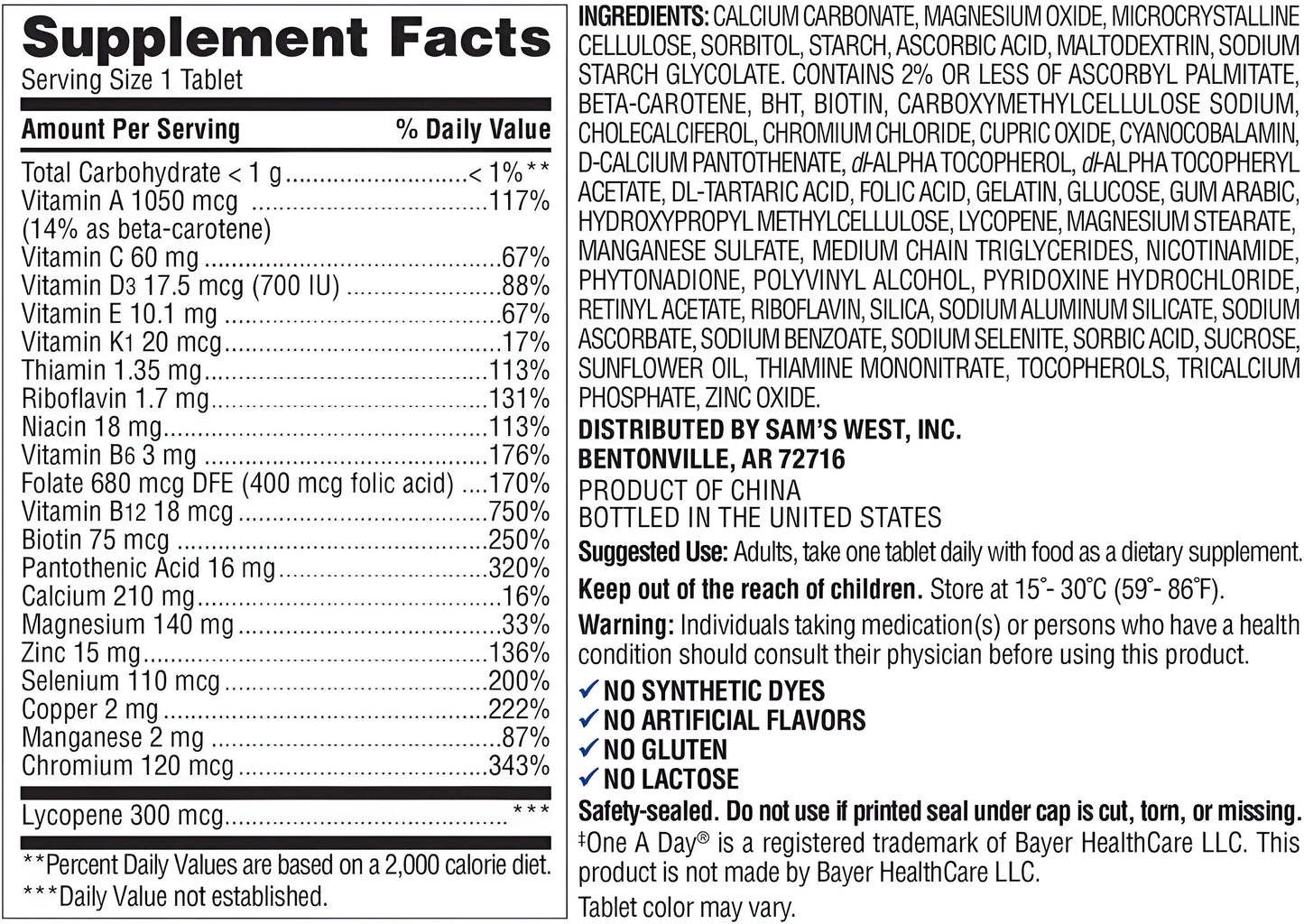 Member's Mark Men's Daily Multivitamin 275 Tabletas