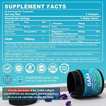 LiliCare Suplemento GABA - 1000 mg 120 softgels