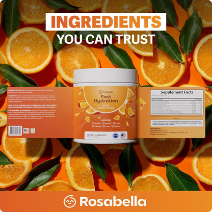Rosabella Bebida electrolítica en polvo, sabor naranja, 173gr