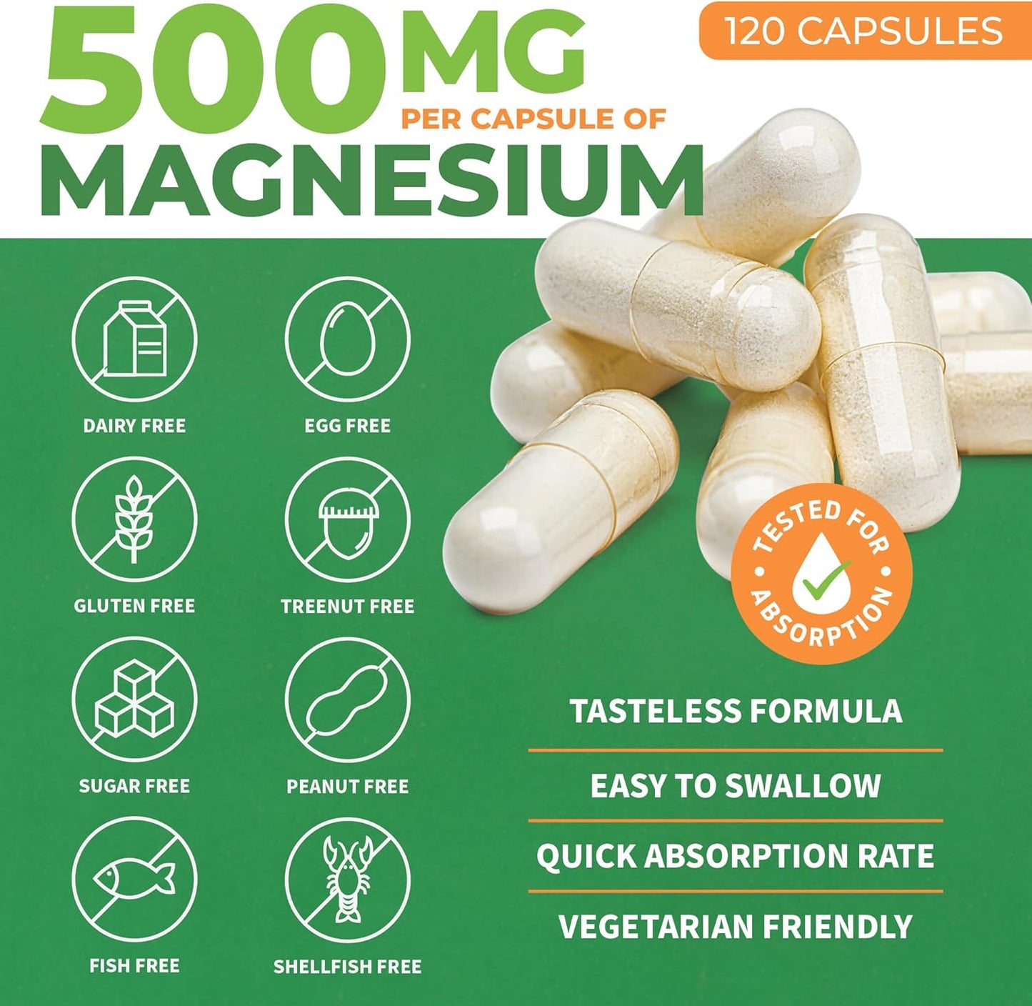 ForestLeaf Magnesium Complex 500mg, 120 cápsulas