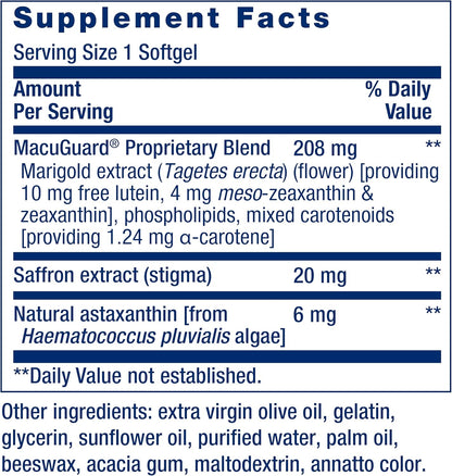 Life Extension - MacuGuard ocular support con Saffron y Astaxanthin, 60 capsulas