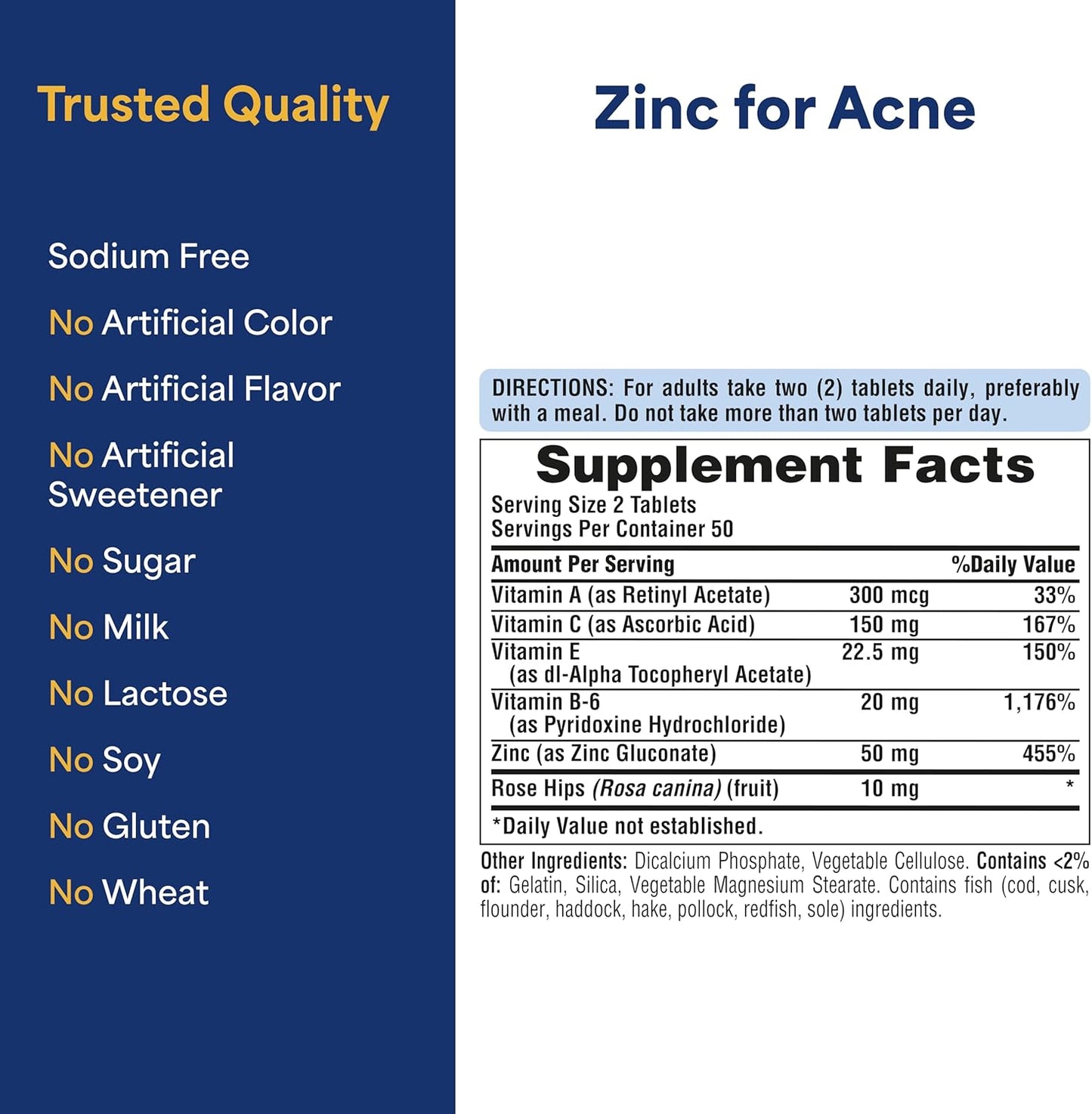 Puritan's Pride Zinc para el acné, 100 tabletas