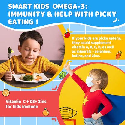 Nextdia Omega 3 (EPA/DHA) para niños y adolescentes, con multivitamínico y calcio - 60 gummies