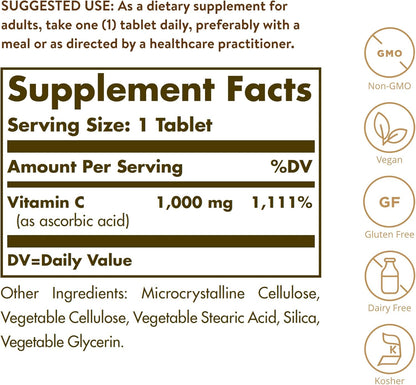 VITAMINA C SOLGAR 1000 mg . 90 Tabletas