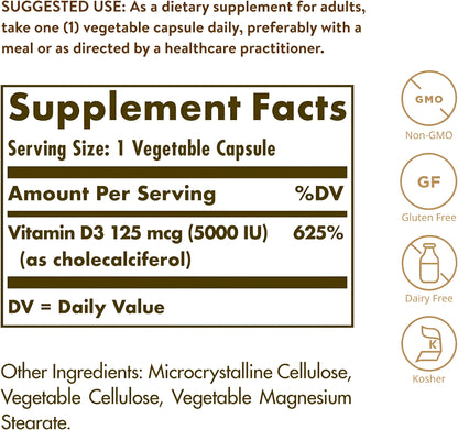 Solgar Vitamin D3 (Cholecalciferol) Capsulas
