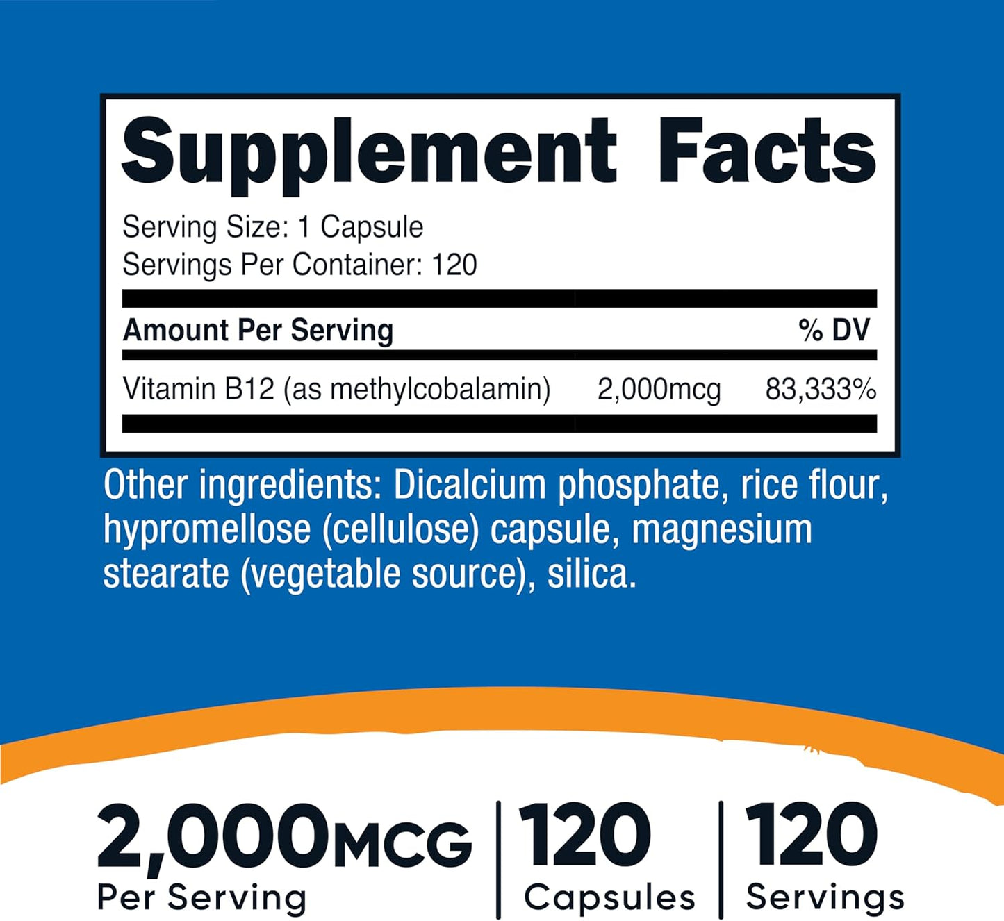 Nutricost vitamina B12 2,000mcg en capsulas