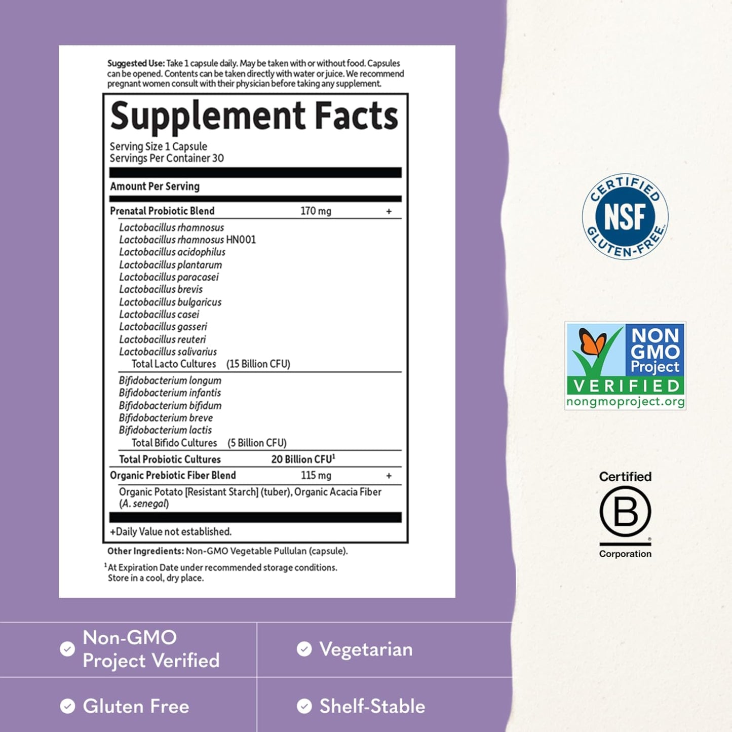 Garden of Life Dr. Formulated, probióticos para tomar una vez al día prenatal, 30 capsulas