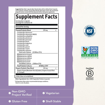 Garden of Life Dr. Formulated, probióticos para tomar una vez al día prenatal, 30 capsulas