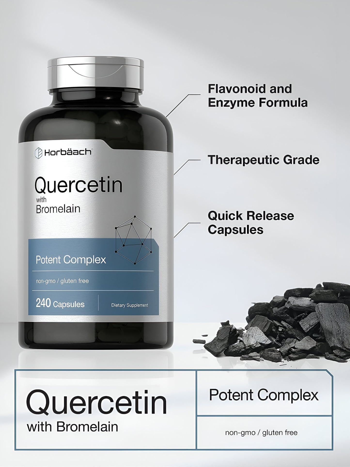 Quercetin con bromelina , 240 capsulas - Horbaach