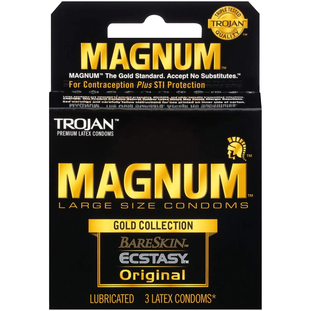 MAGNUM LARGE SIZE CONDOMS GOLD COLLECTION 3 unidades - Bareskin, Ecsta ...