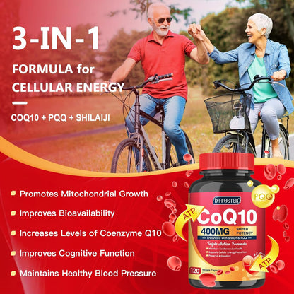 Dr. Foster - CoQ10 400mg(SUPER POTENCY) con Shilajit y PQQ, 120 capsulas veggie