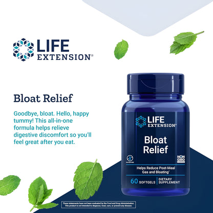 Bloat Relief Life Extension 60 Capsulas de Gel