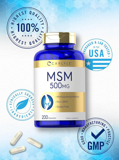 Carlyle Cápsulas de suplemento MSM | 500 mg | 200 unidades