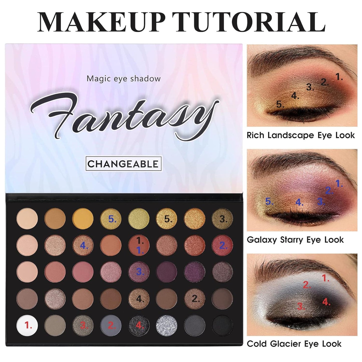 Ruoxi PRISM MAKEUP FANTASY CHANGEABLE Paleta de sombra de ojos profesional 40 colores