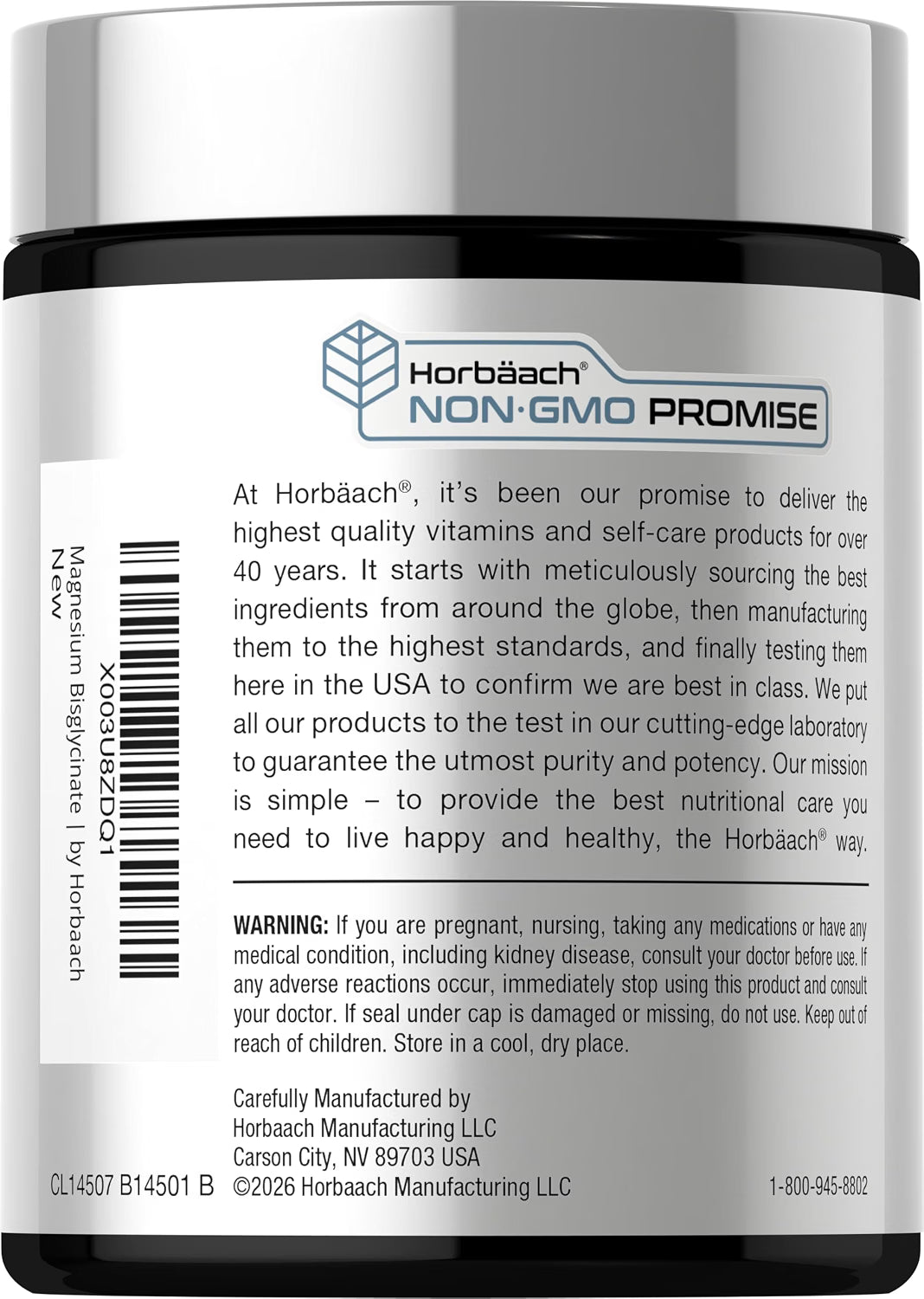 Horbäach - Magnesium Bisglycinate |750mg |  120 capsulas