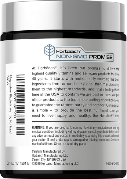 Horbäach - Magnesium Bisglycinate |750mg |  120 capsulas