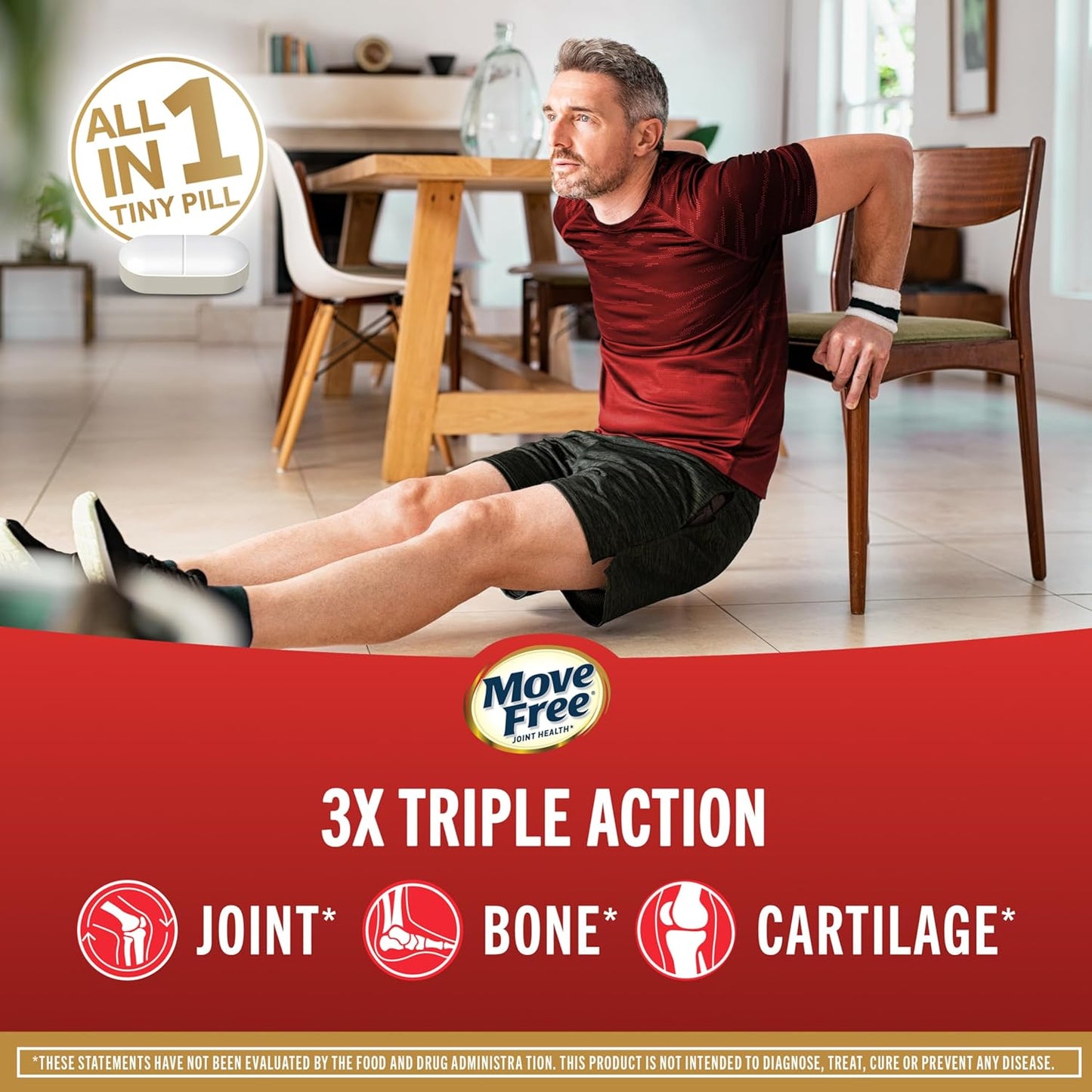 Move Free Suplemento de apoyo articular ultra triple acción, 64 tabletas
