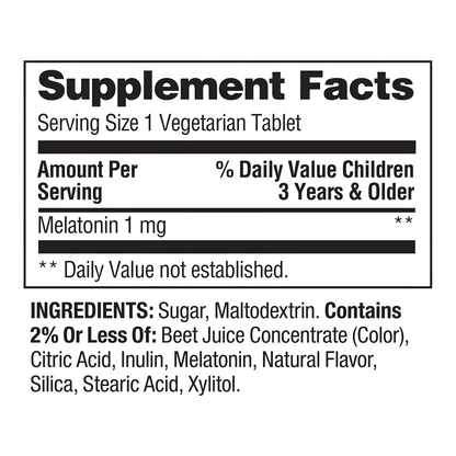 Spring Valley Kids melatonina masticable 1 mg, 60 tabletas