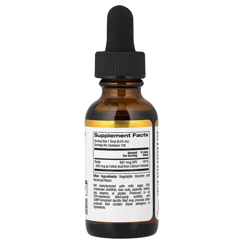 California Gold Nutrition, Ácido folínico, sin alcohol, 30 ml