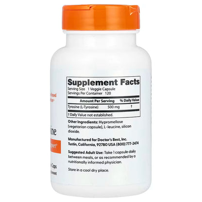 Doctor Best - L-Tyrosine 500mg,  120 capsulas vegetales