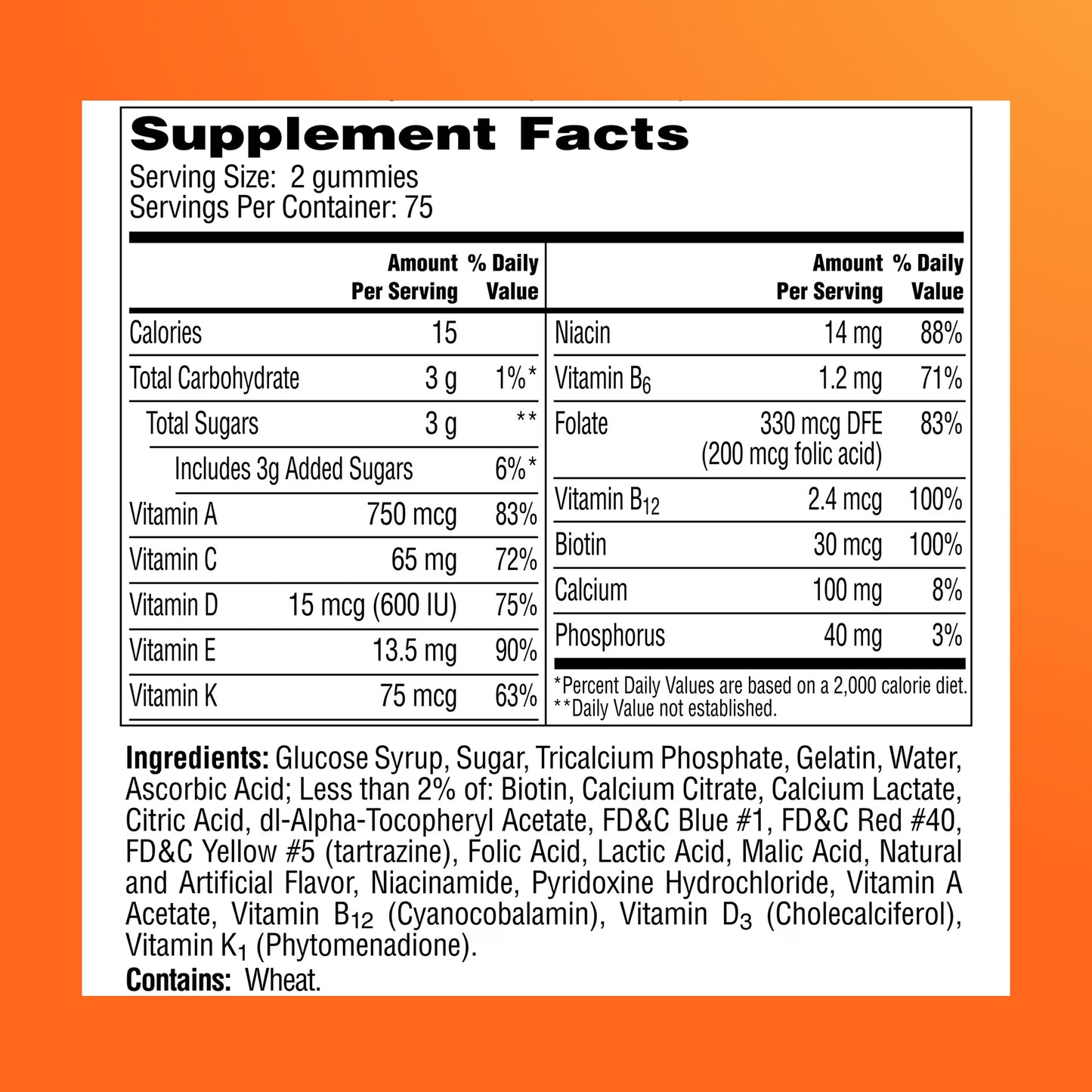 One A Day Teen  para Mujeres Adolecentes con Vitaminas A, C, E, B3, B6, B12, D+Calcio 150 Gomitas