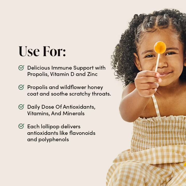 Paletas calmantes para la garganta con propóleo para niños de BeeKeeper's Naturals, 30 unid