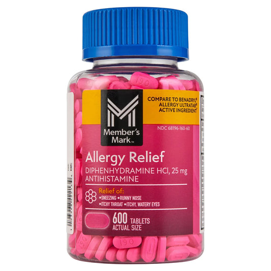 Members Mark- Alivio de la alergia 25 mg de difenhidramina HCL, 600 unidades