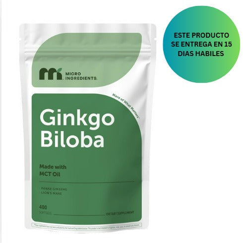 MicroIngredients - Ginkgo Biloba, panax ginseng lions mane con MCT OIl, 400 capsulas