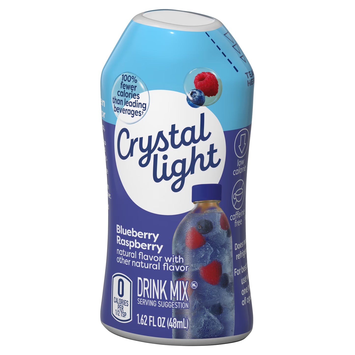Mezcla líquida para bebida Crystal Light con sabor natural a arándano y frambuesa, botella de 47 gr